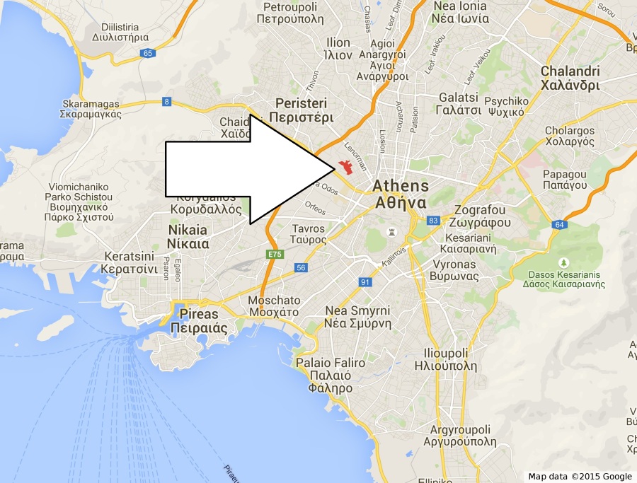 Fig. 1: Location of the archaeological site of Plato's Academy in Athens